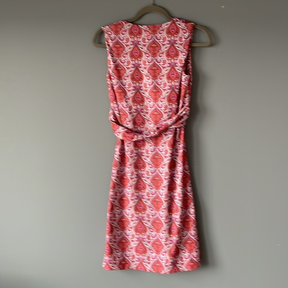 Prana Surplice Dress in Orange & Pink Paisley - Sleeveless - Twist Sash - size M - Picture 4 of 8